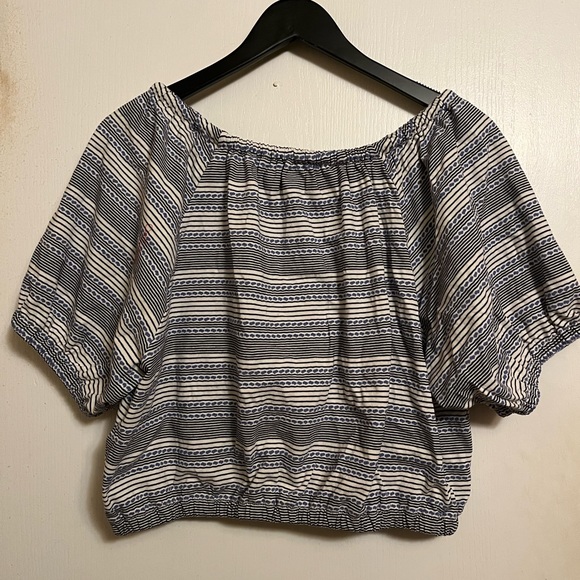 NWT Size XL Madewell Jacquard Keyhole Crop Top in Tranquil Ocean - Picture 10 of 11
